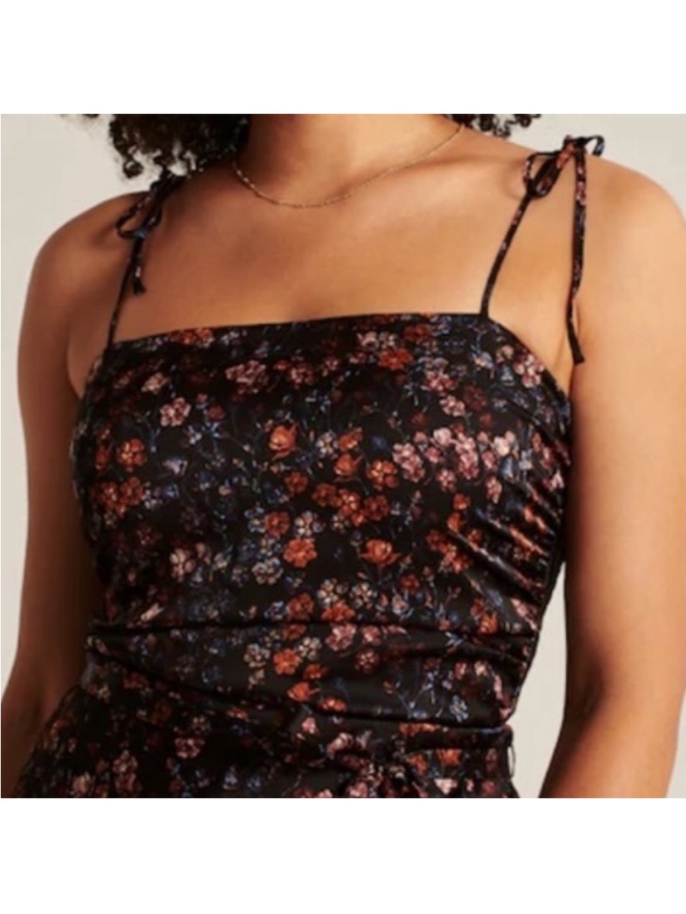 Abercrombie & Fitch Black Floral Top with Tie Straps